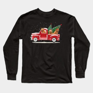 Christmas Truck Pick Up Tree Funny Dog Lover Long Sleeve T-Shirt